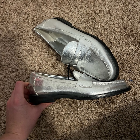 Zara Silver Loafers for Women - Picture 4 of 8